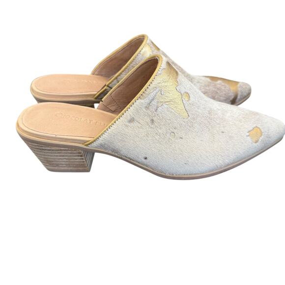 NEW CHOCOLAT BLU CALF HAIR MULES SIZE 38 US 7.5 - Picture 1 of 5